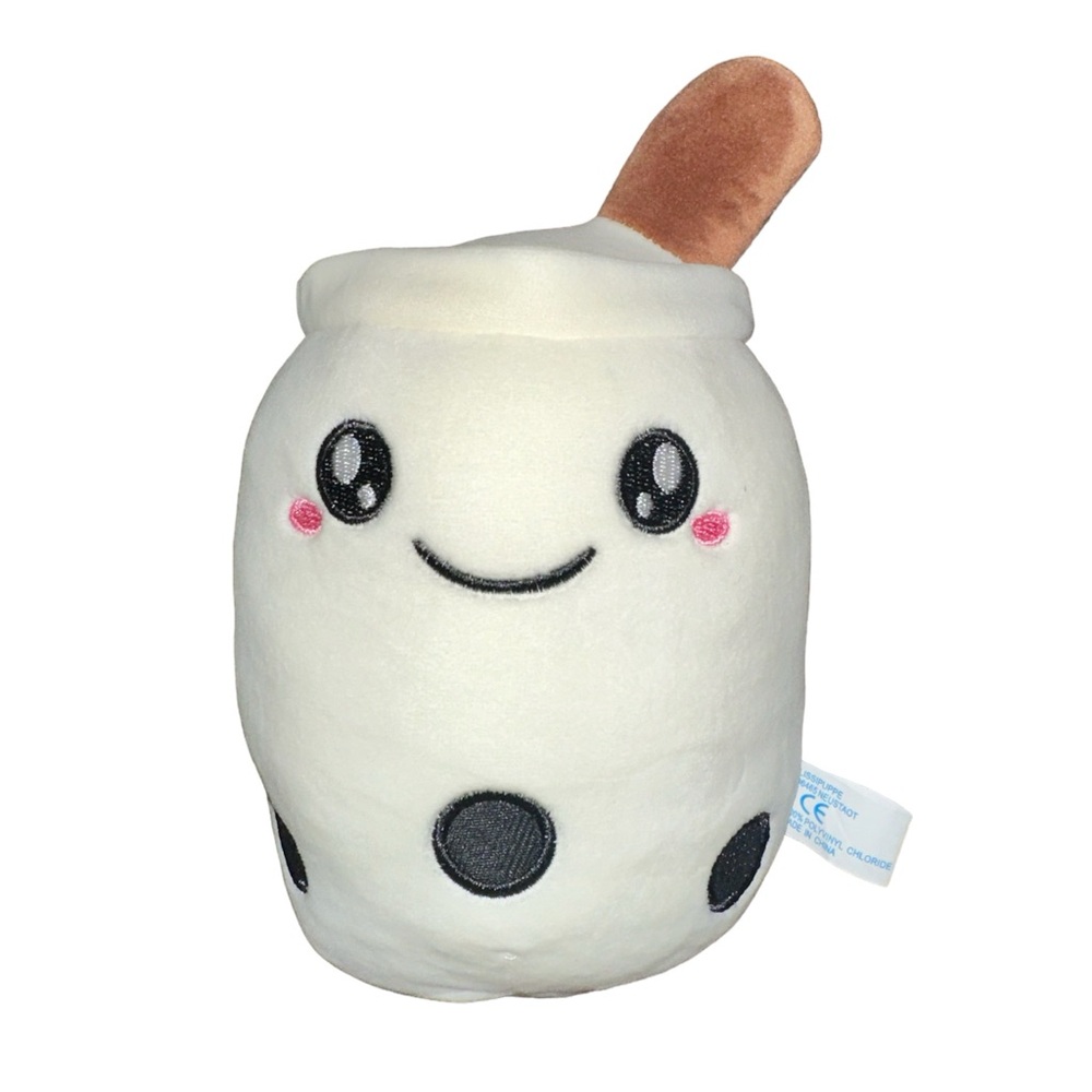 NEW Mini Small White Boba Milk Tea with Straw Kawaii Soft Plush Stuffed Animal